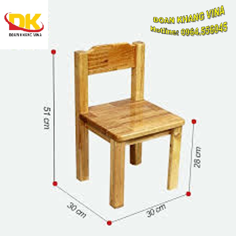 Ghế gỗ mầm non chân gỗ DK 012- 7